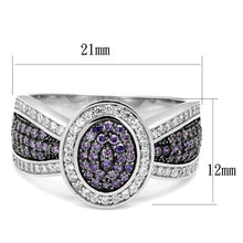 Load image into Gallery viewer, TS523 - Rhodium + Ruthenium 925 Sterling Silver Ring with AAA Grade CZ  in Amethyst