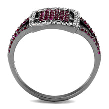 Load image into Gallery viewer, TS533 - Rhodium + Ruthenium 925 Sterling Silver Ring with AAA Grade CZ  in Ruby