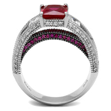 Load image into Gallery viewer, TS545 - Rhodium + Ruthenium 925 Sterling Silver Ring with AAA Grade CZ  in Ruby
