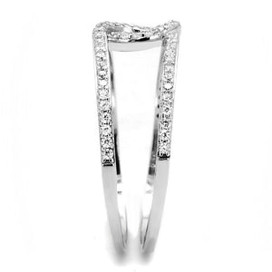 TS575 - Rhodium 925 Sterling Silver Ring with AAA Grade CZ  in Clear