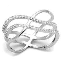 Load image into Gallery viewer, TS602 - Rhodium 925 Sterling Silver Ring with AAA Grade CZ  in Clear