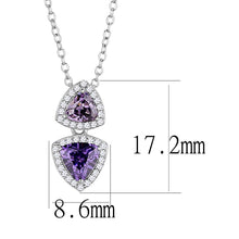 Load image into Gallery viewer, TS607 - Rhodium 925 Sterling Silver Chain Pendant with AAA Grade CZ  in Amethyst