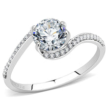 Load image into Gallery viewer, DA023 - High polished (no plating) Stainless Steel Ring with AAA Grade CZ  in Clear