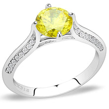 Load image into Gallery viewer, DA037 - High polished (no plating) Stainless Steel Ring with AAA Grade CZ  in Topaz