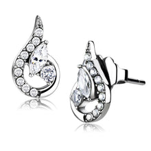 Load image into Gallery viewer, DA074 - High polished (no plating) Stainless Steel Earrings with AAA Grade CZ  in Clear