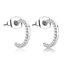 Load image into Gallery viewer, DA079 - High polished (no plating) Stainless Steel Earrings with AAA Grade CZ  in Clear