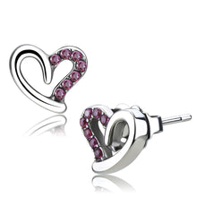Load image into Gallery viewer, DA082 - High polished (no plating) Stainless Steel Earrings with AAA Grade CZ  in Ruby