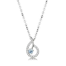 Load image into Gallery viewer, DA090 - High polished (no plating) Stainless Steel Chain Pendant with AAA Grade CZ  in Sea Blue