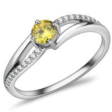 Load image into Gallery viewer, DA118 - High polished (no plating) Stainless Steel Ring with AAA Grade CZ  in Topaz