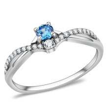 Load image into Gallery viewer, DA120 - High polished (no plating) Stainless Steel Ring with AAA Grade CZ  in Sea Blue