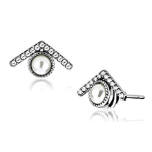 Load image into Gallery viewer, DA216 - High polished (no plating) Stainless Steel Earrings with Synthetic Pearl in White
