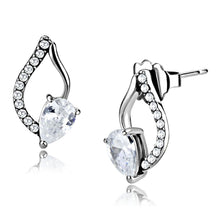Load image into Gallery viewer, DA290 - High polished (no plating) Stainless Steel Earrings with AAA Grade CZ  in Clear
