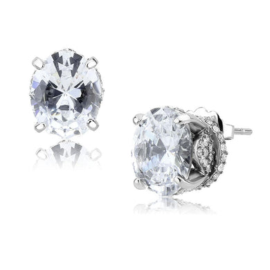 DA325 - No Plating Stainless Steel Earrings with AAA Grade CZ  in Clear