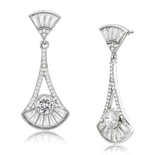 Load image into Gallery viewer, DA373 - High polished (no plating) Stainless Steel Earrings with AAA Grade CZ  in Clear