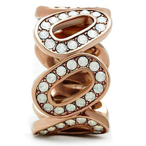 GL232 - IP Rose Gold(Ion Plating) Brass Ring with Top Grade Crystal  in Aurora Borealis (Rainbow Effect)