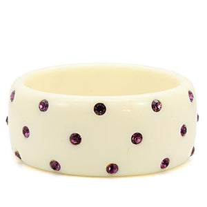 LO1906 -  Resin Bangle with Top Grade Crystal  in Amethyst