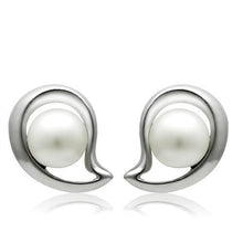 Load image into Gallery viewer, LO1976 - Rhodium White Metal Earrings with Synthetic Pearl in White