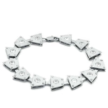 Load image into Gallery viewer, LO2003 - Matte Rhodium & Rhodium Brass Bracelet with AAA Grade CZ  in Clear