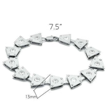 Load image into Gallery viewer, LO2003 - Matte Rhodium & Rhodium Brass Bracelet with AAA Grade CZ  in Clear
