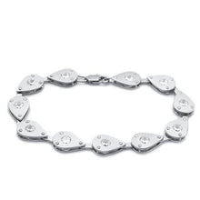 Load image into Gallery viewer, LO2014 - Matte Rhodium & Rhodium Brass Bracelet with AAA Grade CZ  in Clear