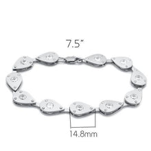 Load image into Gallery viewer, LO2014 - Matte Rhodium & Rhodium Brass Bracelet with AAA Grade CZ  in Clear