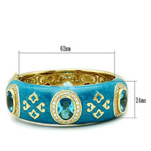 Load image into Gallery viewer, LO2250 - Gold Brass Bangle with Synthetic Synthetic Glass in Sea Blue