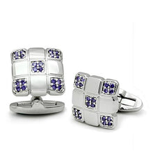 Load image into Gallery viewer, LO2296 - Rhodium Brass Cufflink with AAA Grade CZ  in Amethyst