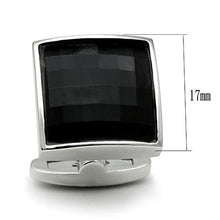 Load image into Gallery viewer, LO2297 - Rhodium Brass Cufflink with Synthetic Synthetic Glass in Jet
