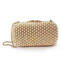 Load image into Gallery viewer, LO2377 - Gold White Metal Clutch with Top Grade Crystal  in Multi Color