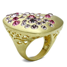 Load image into Gallery viewer, LO2534 - Gold & Brush Brass Ring with Top Grade Crystal  in Multi Color