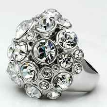 Load image into Gallery viewer, LO2546 - Rhodium Brass Ring with Top Grade Crystal  in Clear