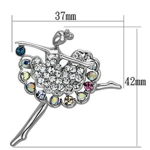 LO2781 - Imitation Rhodium White Metal Brooches with Top Grade Crystal  in Multi Color