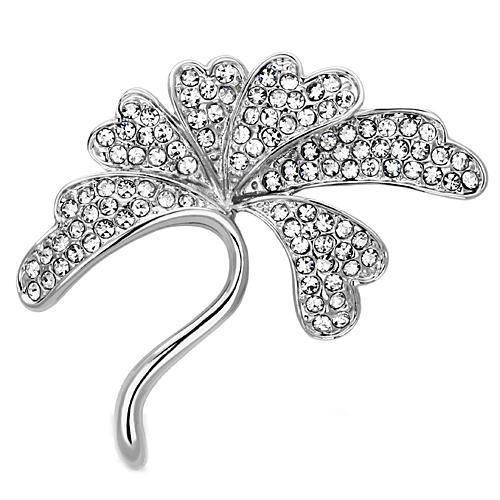 LO2874 - Imitation Rhodium White Metal Brooches with Top Grade Crystal  in Clear