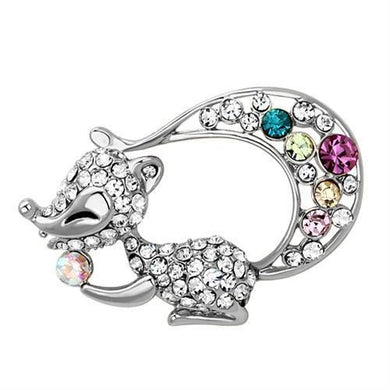 LO2888 - Imitation Rhodium White Metal Brooches with Top Grade Crystal  in Multi Color