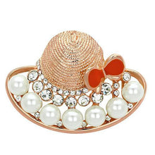 Load image into Gallery viewer, LO2902 - Flash Rose Gold White Metal Brooches with Synthetic Pearl in White