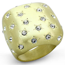 Load image into Gallery viewer, LO3037 - Gold & Brush Brass Ring with Top Grade Crystal  in Clear
