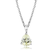 Load image into Gallery viewer, LO311 - Rhodium Brass Chain Pendant with AAA Grade CZ  in Citrine Yellow