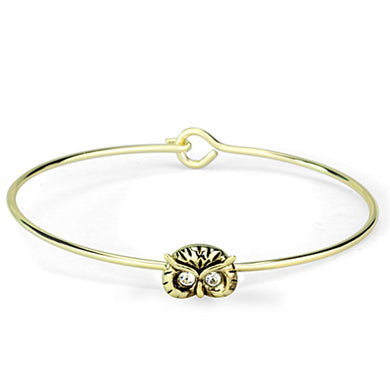 LO3275 - Gold Brass Bangle with Top Grade Crystal  in Clear