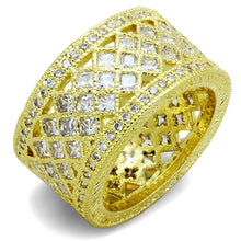 Load image into Gallery viewer, LO3351 - Gold Brass Ring with AAA Grade CZ  in Clear