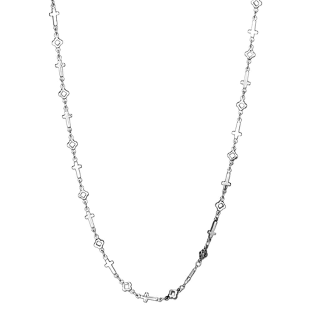 LO3452 - Rhodium Brass Necklace with No Stone