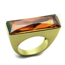 Load image into Gallery viewer, LO3516 - Gold & Brush Brass Ring with Top Grade Crystal  in Champagne