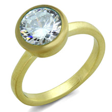 Load image into Gallery viewer, LO3538 - Gold & Brush Brass Ring with AAA Grade CZ  in Clear