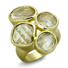 Load image into Gallery viewer, LO3599 - Gold & Brush Brass Ring with Synthetic Synthetic Rutile in Topaz