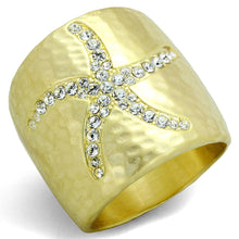 Load image into Gallery viewer, LO3637 - Gold & Brush Brass Ring with Top Grade Crystal  in Clear