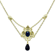 Load image into Gallery viewer, LO3681 - Gold & Brush Brass Chain Pendant with Synthetic Synthetic Glass in Montana
