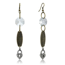 Load image into Gallery viewer, LO3801 - Gold+Antique Silver White Metal Earrings with Synthetic Synthetic Glass in Clear