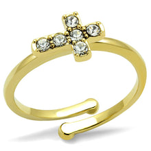 Load image into Gallery viewer, LO4044 Flash Gold Brass Ring with Top Grade Crystal in Clear