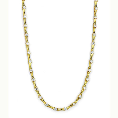 LO4123 - Gold Brass Necklace with AAA Grade CZ  in Clear