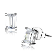 Load image into Gallery viewer, LO4128 - Rhodium Brass Earrings with AAA Grade CZ  in Clear