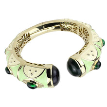 Load image into Gallery viewer, LO4267 - Gold Brass Bangle with Synthetic  in Emerald